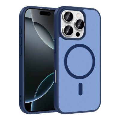 Apple iPhone 16 Pro Max Case M-safe Charging Feature Zore Ballet Flat Cover Blue