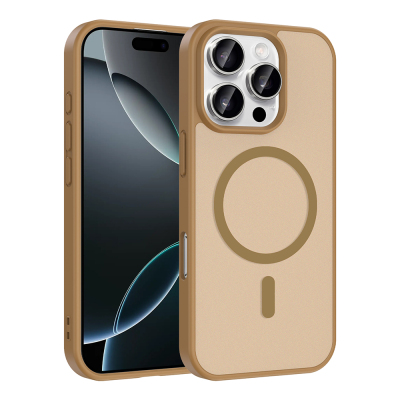 Apple iPhone 16 Pro Max Case M-safe Charging Feature Zore Ballet Flat Cover Desert Gold