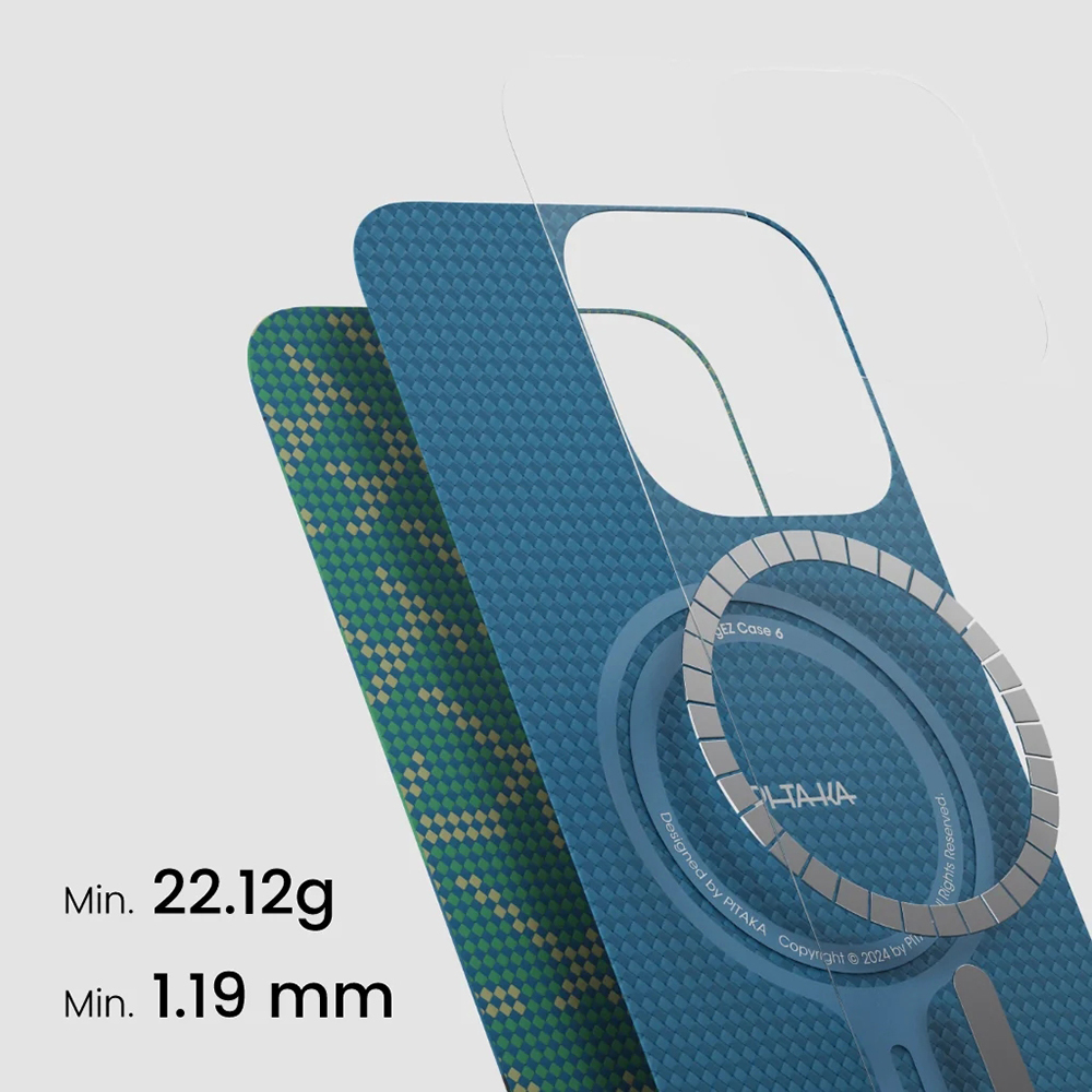 Apple iPhone 16 Pro Max Case MagSafe Charging Featured Aramid Fiber Pitaka Tactile Woven Monogram Series Cover - 13