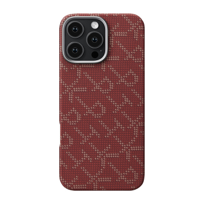 Apple iPhone 16 Pro Max Case MagSafe Charging Featured Aramid Fiber Pitaka Tactile Woven Monogram Series Cover Red