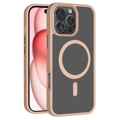 Apple iPhone 16 Pro Max Case Magsafe Charging Featured Matte Back Surface Zore Sio Cover Rose Gold