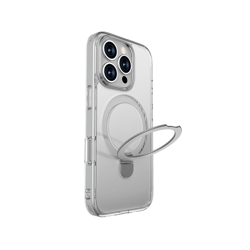 Apple iPhone 16 Pro Max Case Magsafe Charging Featured Raptic Air Stand Series Frosted Transparent Design Stand Cover - 1