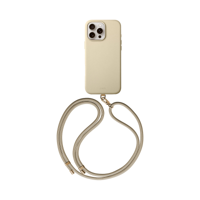 Apple iPhone 16 Pro Max Case Magsafe Charging Featured Soft Back Surface Strap String Coehl Muse Cover Cream