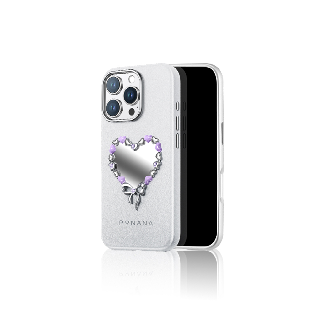 Apple iPhone 16 Pro Max Case Pynana Mirror Series Cover with Heart Designed Heart Design - 3