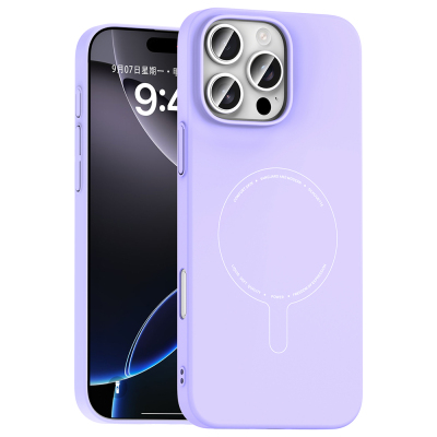 Apple iPhone 16 Pro Max Case with M-Safe Charging and Camera Protection - Zore Elio Hard PC Cover Lila