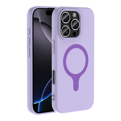 Apple iPhone 16 Pro Max Case with M-Safe Charging Feature - Zore Aris Silicone Cover Lila