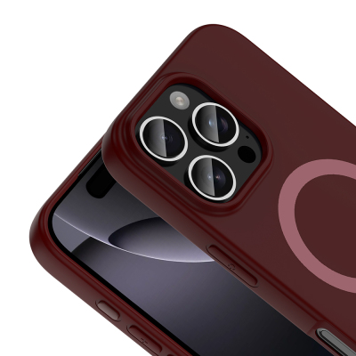 Apple iPhone 16 Pro Max Case with M-Safe Charging Feature - Zore Aris Silicone Cover Plum