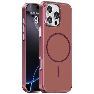 Apple iPhone 16 Pro Max Case with M-Safe Charging Feature Zore Lora PC Cover Plum