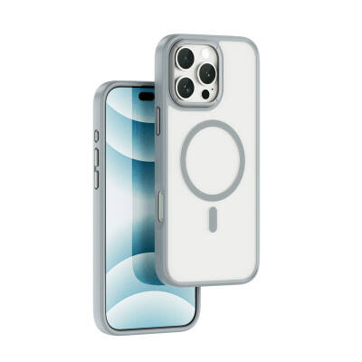 Apple iPhone 16 Pro Max Case Wiwu FGG-012 ArmorPro Series Magsafe Charging Featured Fingerprint-Free Case Grey