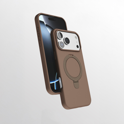 Apple iPhone 16 Pro Max Case Zore Samara Cover with M-safe Charging Stand Desert Gold