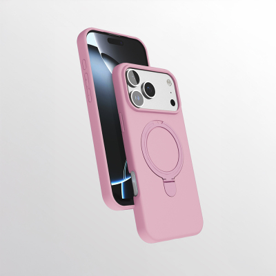 Apple iPhone 16 Pro Max Case Zore Samara Cover with M-safe Charging Stand Pink