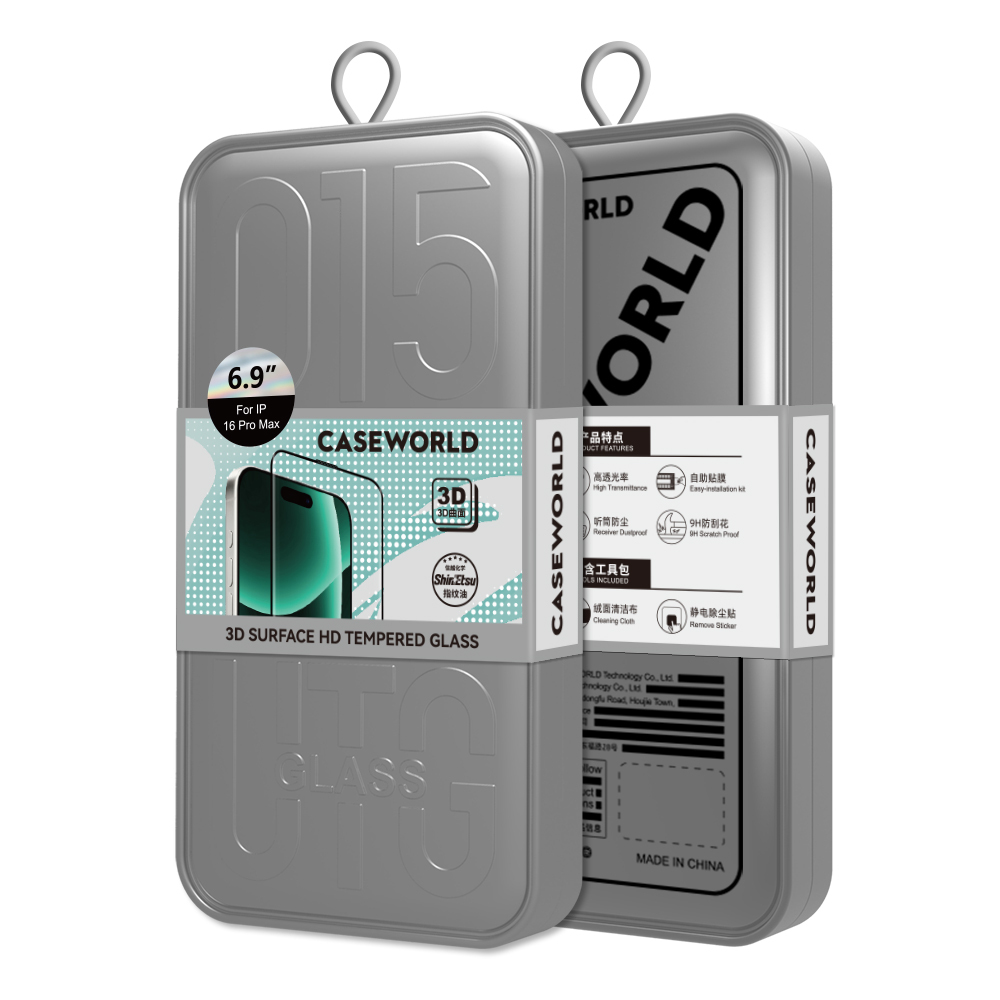 Apple iPhone 16 Pro Max CaseWorld 0.25mm HD 3D Tempered Glass Screen Protector - 7