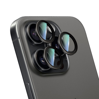 Apple iPhone 16 Pro Max CaseWorld Karbon Fiber Serisi Anti Reflective Ultra Clear Kamera Lens Koruyucu Siyah