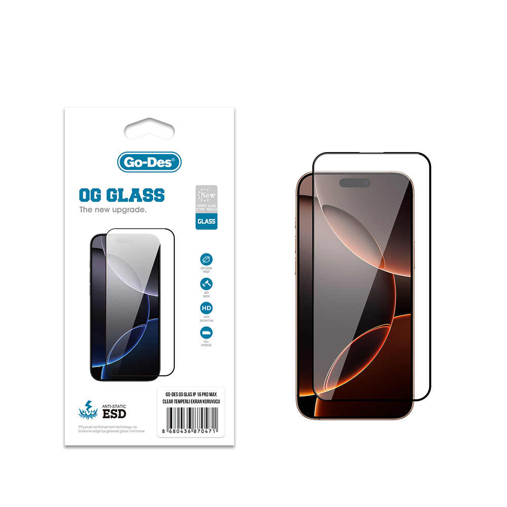 Apple iPhone 16 Pro Max Go Des OG Glass Antistatic Tempered Glass Screen Protector - 1
