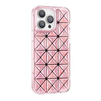 Apple iPhone 16 Pro Max Kılıf 3D Buz Blok Desenli Zore Paris Kairo TPU Kapak Pembe