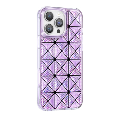 Apple iPhone 16 Pro Max Kılıf 3D Buz Blok Desenli Zore Paris Kairo TPU Kapak Mor