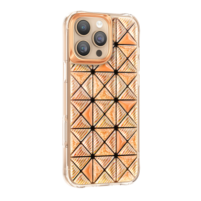 Apple iPhone 16 Pro Max Kılıf 3D Buz Blok Desenli Zore Paris Kairo TPU Kapak Turuncu