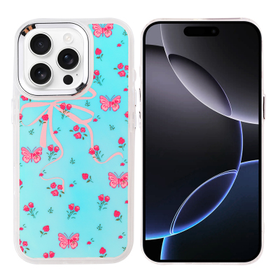 Apple iPhone 16 Pro Max Kılıf Airbag Tasarımlı Zore Hadra Kapak Kelebek