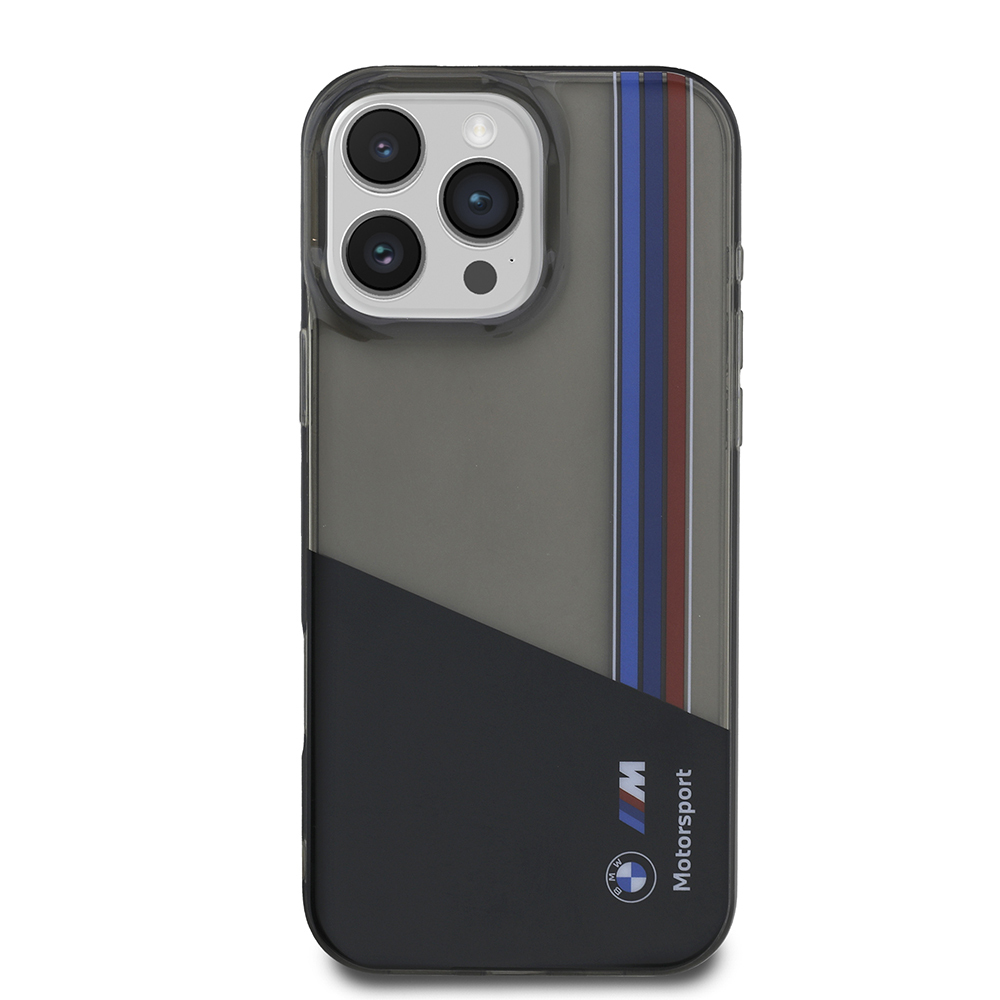 Apple iPhone 16 Pro Max Kılıf BMW Orjinal Lisanslı Yarı Transparan M Dizayn Çizgili Kapak - 3