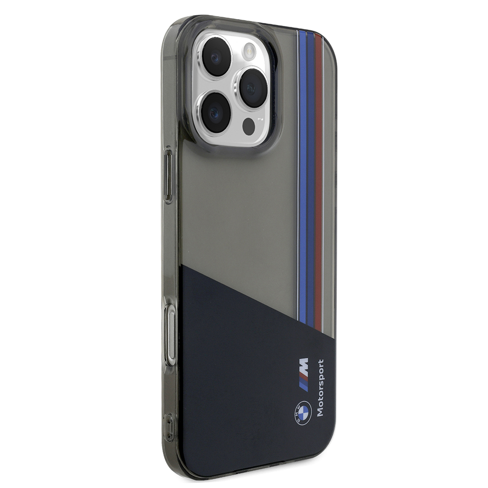 Apple iPhone 16 Pro Max Kılıf BMW Orjinal Lisanslı Yarı Transparan M Dizayn Çizgili Kapak - 7