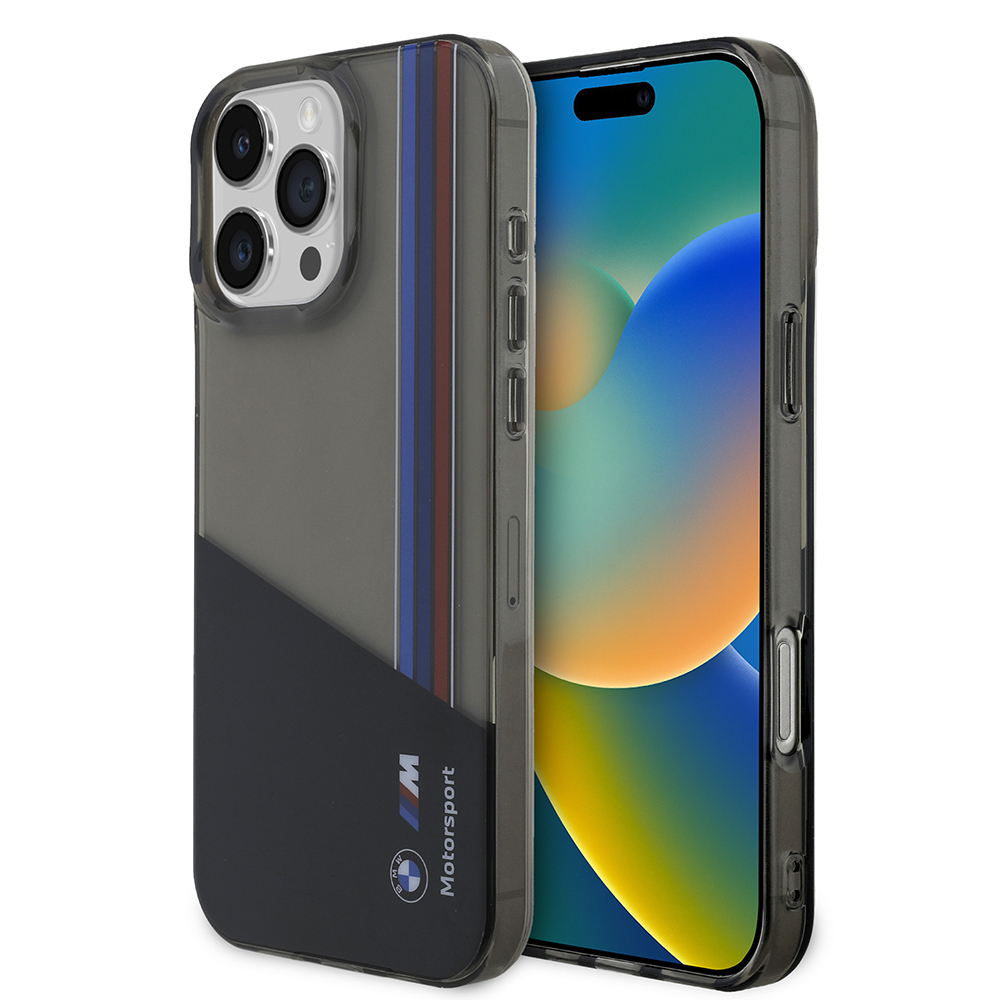 Apple iPhone 16 Pro Max Kılıf BMW Orjinal Lisanslı Yarı Transparan M Dizayn Çizgili Kapak - 2