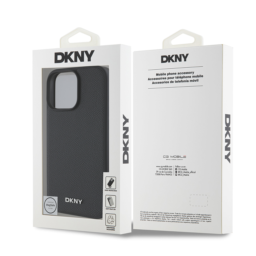 Apple iPhone 16 Pro Max Kılıf DKNY Orjinal Lisanslı Magsafe Şarj Özellikli Metal Logolu PU Deri Grained Kapak - 9