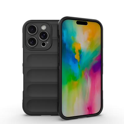 Apple iPhone 16 Pro Max Kılıf Esnek TPU Oyuklu Arka Yüzey Tasarımlı Zore Etnik Silikon Kapak Siyah