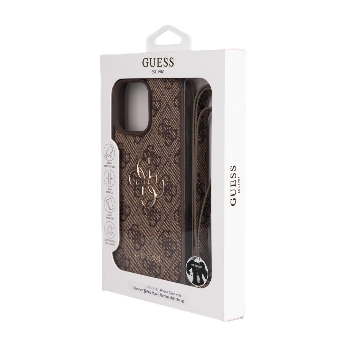Apple iPhone 16 Pro Max Kılıf Guess Orjinal Lisanslı PU Deri 4G Büyük Metal Logolu Çapraz Vücut Askılı Kapak - 22