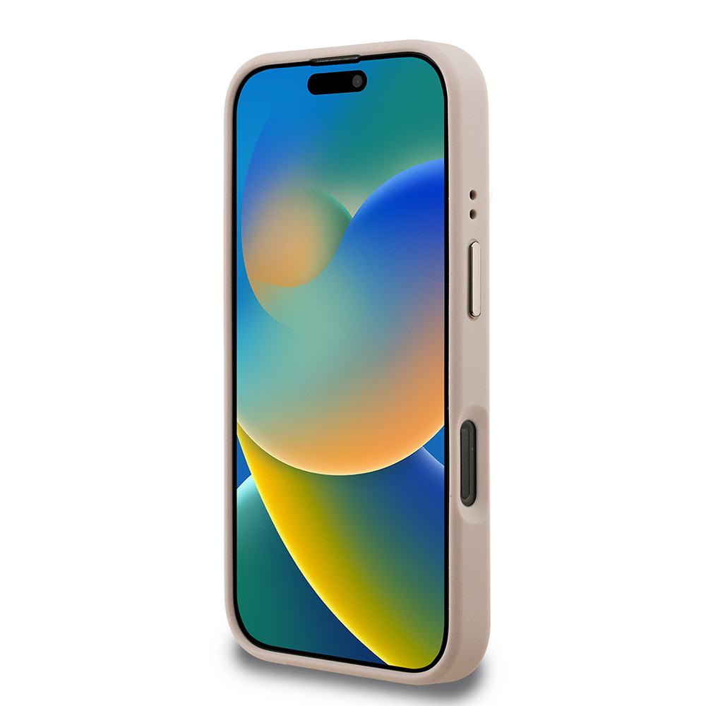 Apple iPhone 16 Pro Max Kılıf Guess Orjinal Lisanslı PU Deri Taşlı Üçgen Logo 4G Desenli Kamera Standlı Kapak - 21