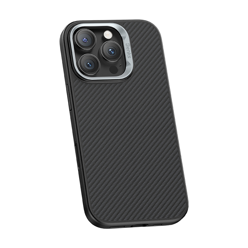 Apple iPhone 16 Pro Max Kılıf Karbon Fiber M-safe Şarj Özellikli Kamera Kontrol Butonlu Benks Hybrid ArmorPro 600D Kevlar Kapak - 4