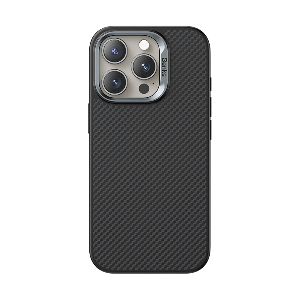 Apple iPhone 16 Pro Max Kılıf Karbon Fiber M-safe Şarj Özellikli Kamera Kontrol Butonlu Benks Hybrid ArmorPro 600D Kevlar Kapak - 2
