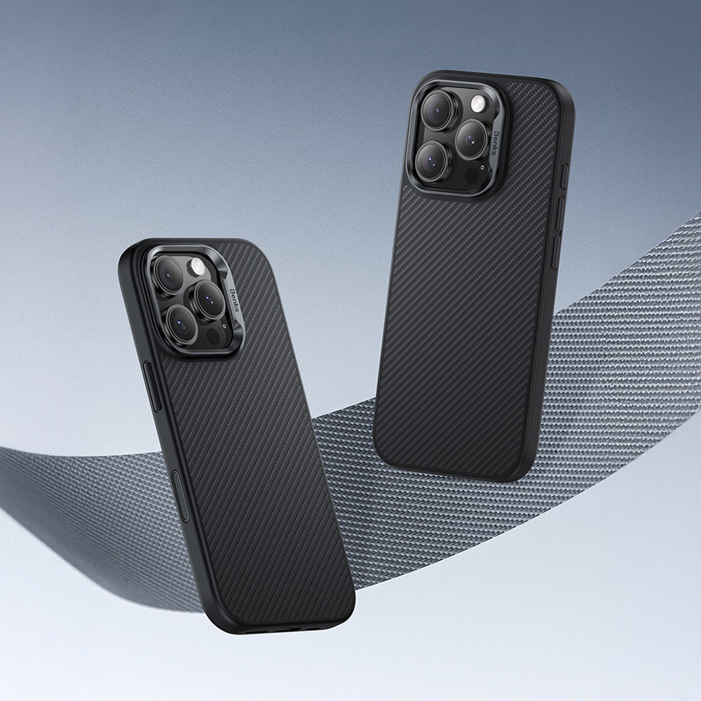 Apple iPhone 16 Pro Max Kılıf Karbon Fiber M-safe Şarj Özellikli Kamera Kontrol Butonlu Benks Hybrid ArmorPro 600D Kevlar Kapak - 6