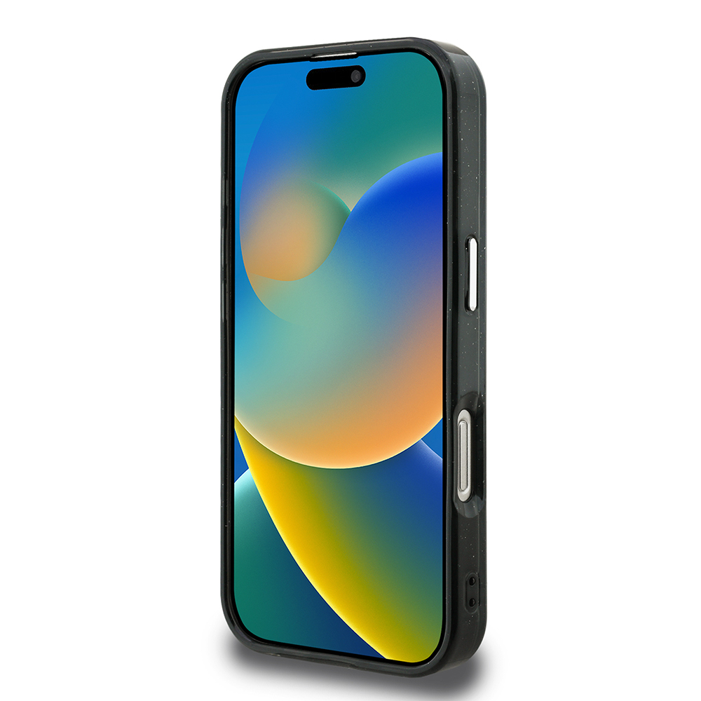 Apple iPhone 16 Pro Max Kılıf Karl Lagerfeld Orjinal Lisanslı Parlayan Simli Karl & Choupette Heads Kapak - 6