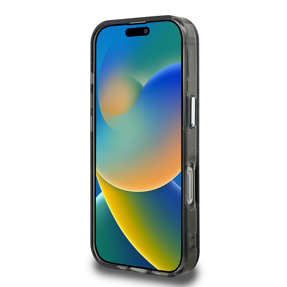 Apple iPhone 16 Pro Max Kılıf Karl Lagerfeld Orjinal Lisanslı Parlayan Simli Karl & Choupette Sketch Logo Kapak - 6