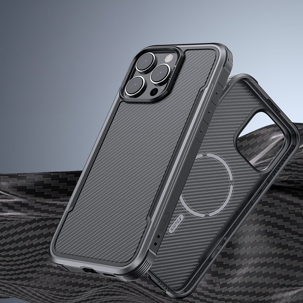 Apple iPhone 16 Pro Max Kılıf M-safe Şarj Özellikli Airbagli Raptic Apex Serisi Karbon Fiber Tasarımlı Kapak - 9