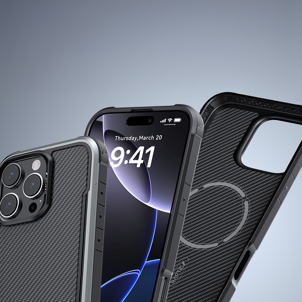 Apple iPhone 16 Pro Max Kılıf M-safe Şarj Özellikli Airbagli Raptic Apex Serisi Karbon Fiber Tasarımlı Kapak - 12