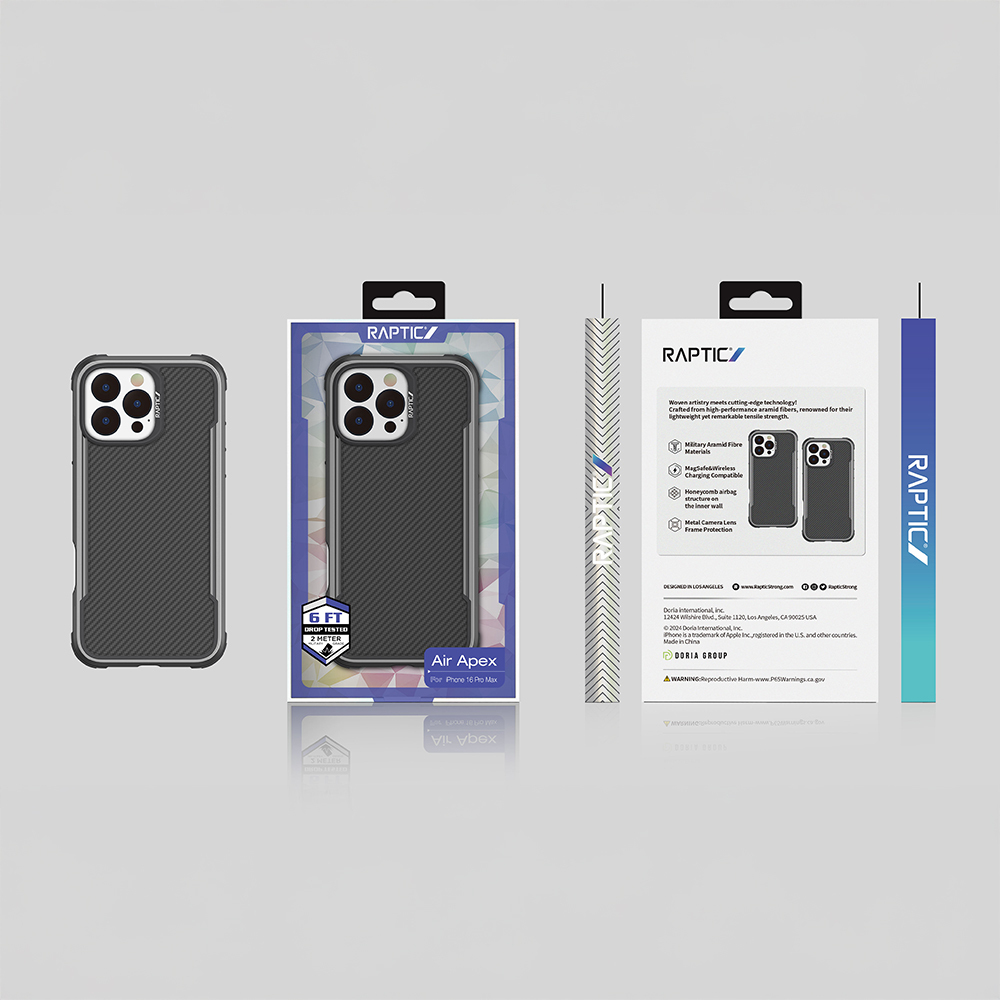 Apple iPhone 16 Pro Max Kılıf M-safe Şarj Özellikli Airbagli Raptic Apex Serisi Karbon Fiber Tasarımlı Kapak - 16