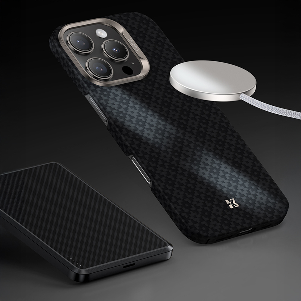 Apple iPhone 16 Pro Max Kılıf M-Safe Şarj Özellikli Benks ArmorAir ArmorGrid Serisi Kevlar Kapak - 15