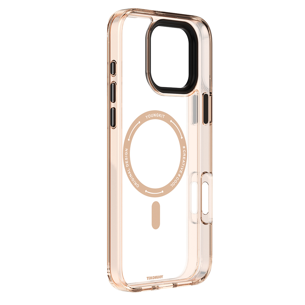 Apple iPhone 16 Pro Max Kılıf M-safe Şarj Özellikli Cam Arka Yüzey TPU Youngkit Gemstone Clear Serisi Kapak - 9