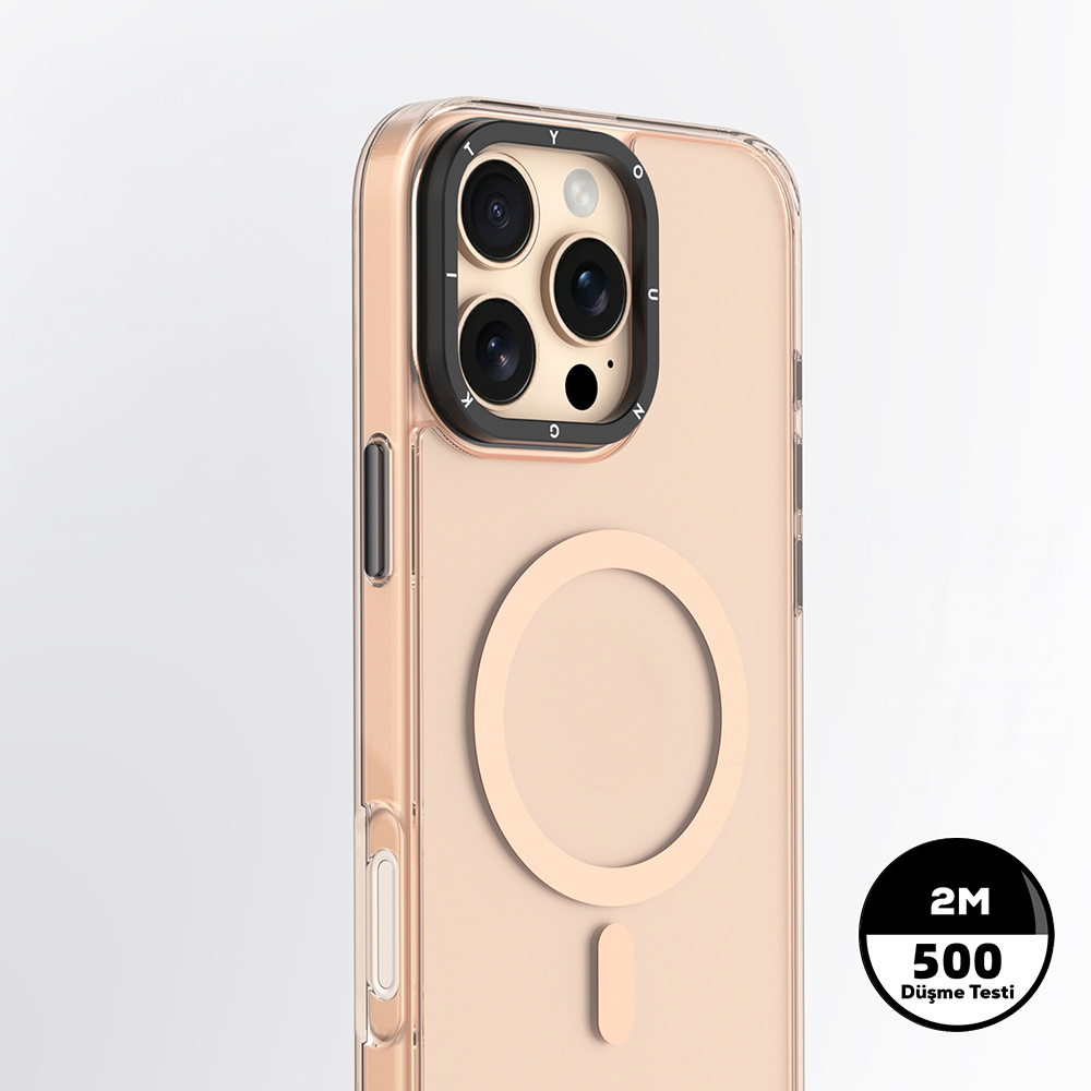 Apple iPhone 16 Pro Max Kılıf M-safe Şarj Özellikli Cam Arka Yüzey TPU Youngkit Gemstone Clear Serisi Kapak - 8