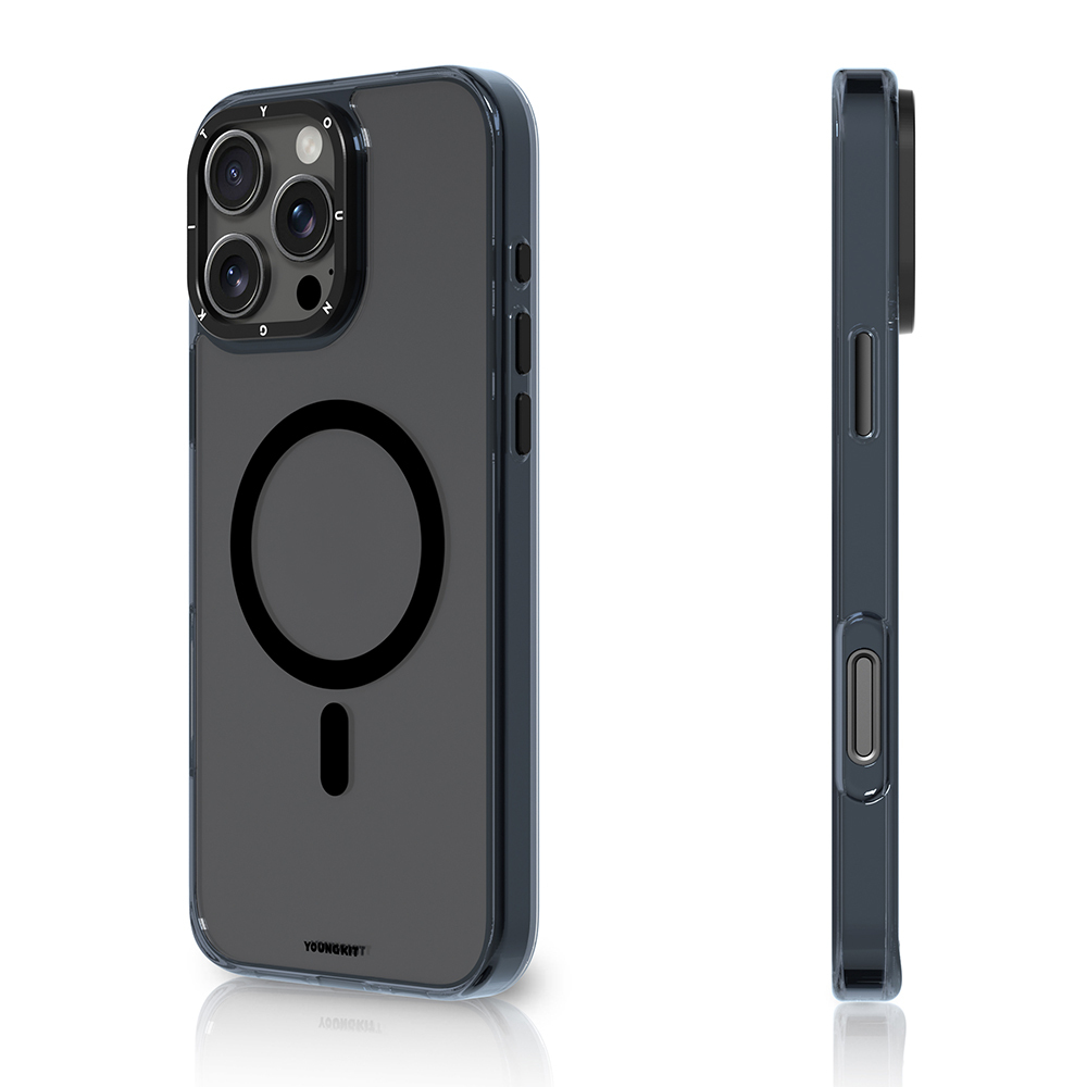 Apple iPhone 16 Pro Max Kılıf M-safe Şarj Özellikli Cam Arka Yüzey TPU Youngkit Gemstone Clear Serisi Kapak - 4
