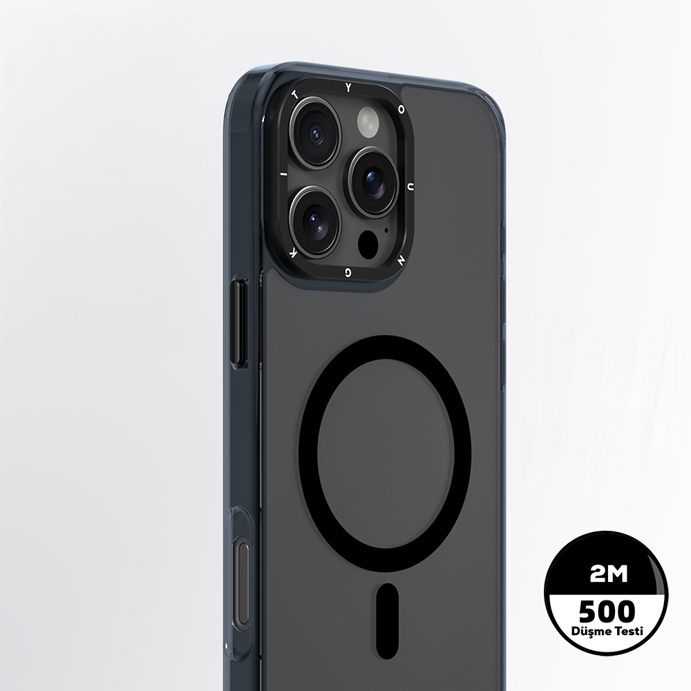 Apple iPhone 16 Pro Max Kılıf M-safe Şarj Özellikli Cam Arka Yüzey TPU Youngkit Gemstone Clear Serisi Kapak - 5