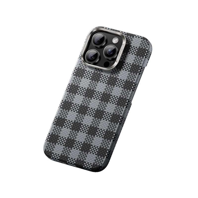 Apple iPhone 16 Pro Max Kılıf M-safe Şarj Özellikli Ekose Tasarımlı Benks ArmorVichy Kevlar Kapak - 4