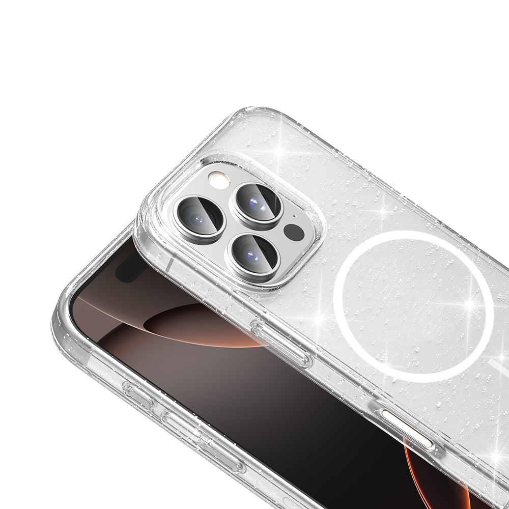 ​Apple iPhone 16 Pro Max Kılıf M-safe Şarj Özellikli Parlayan Simli Saydam Renkli Zore Maris Kapak - 4