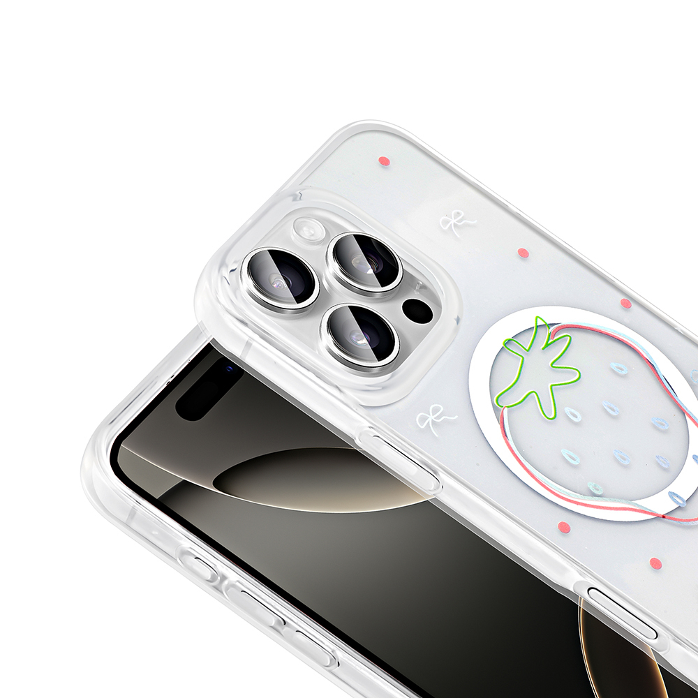 Apple iPhone 16 Pro Max Kılıf M-Safe Şarj Özellikli Şeffaf Zore Folk Sert Kapak - 15