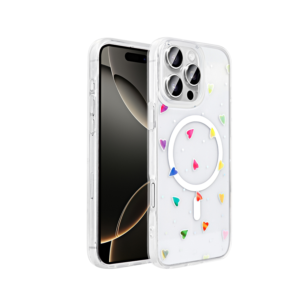 Apple iPhone 16 Pro Max Kılıf M-Safe Şarj Özellikli Şeffaf Zore Folk Sert Kapak - 3