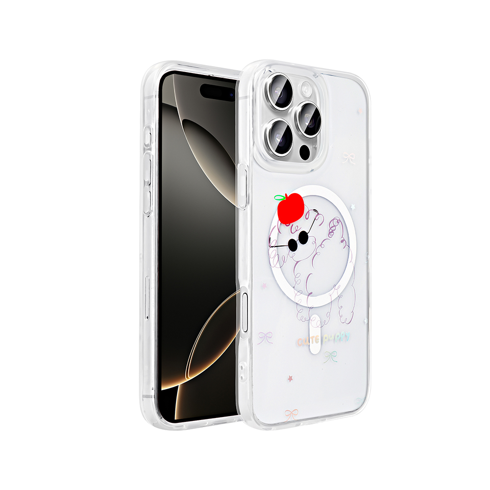 Apple iPhone 16 Pro Max Kılıf M-Safe Şarj Özellikli Şeffaf Zore Folk Sert Kapak - 6