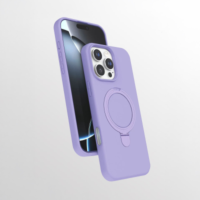 Apple iPhone 16 Pro Max Kılıf M-safe Şarj Özellikli Standlı Zore Samara Kapak Lila