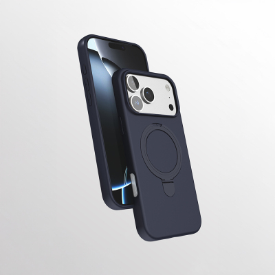 Apple iPhone 16 Pro Max Kılıf M-safe Şarj Özellikli Standlı Zore Samara Kapak Lacivert
