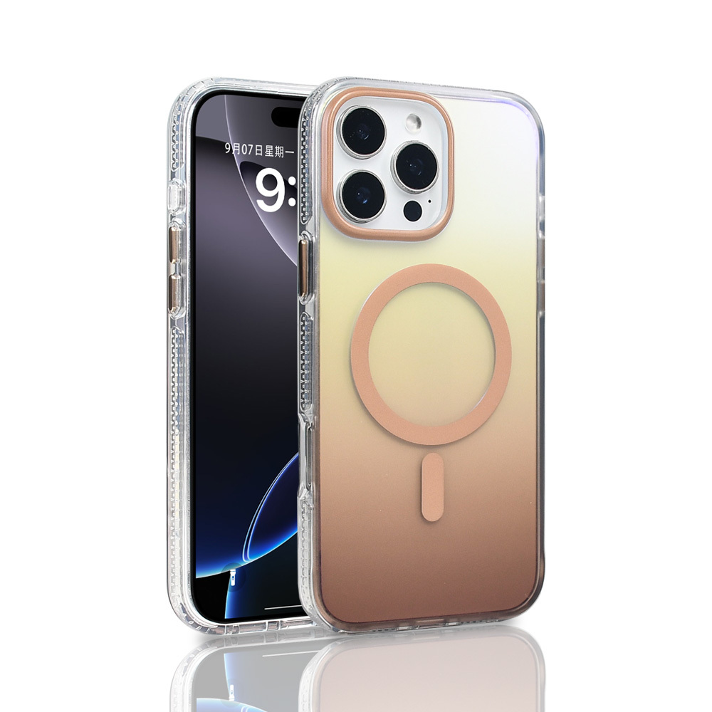 Apple iPhone 16 Pro Max Kılıf M-safe Şarj Özellikli Transparan Renk Geçişli Zore Toros Kapak - 2